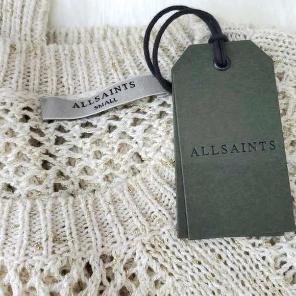 NWT All Saints Mesh Metallic Crew Sweater