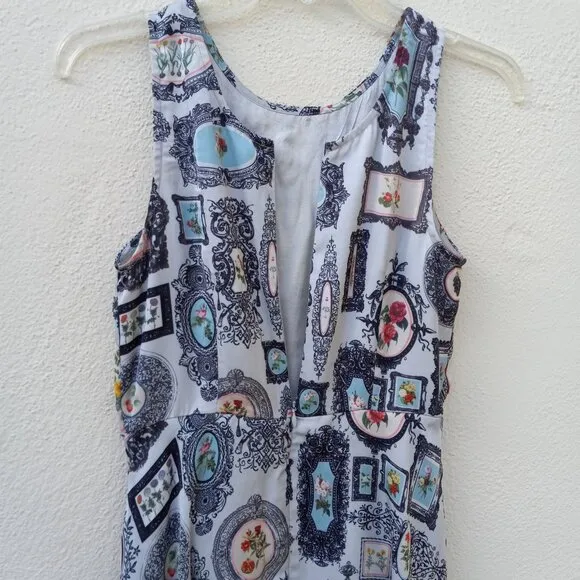 NWT Anthro Pankaj &amp; Nidhi Retro Floral Frame Print Dress Academia Size 2