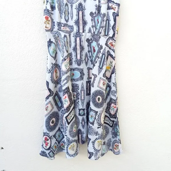 NWT Anthro Pankaj &amp; Nidhi Retro Floral Frame Print Dress Academia Size 2