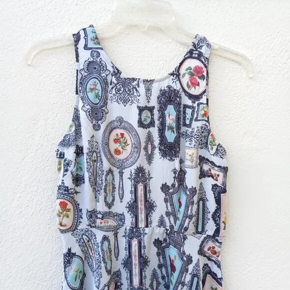 NWT Anthro Pankaj &amp; Nidhi Retro Floral Frame Print Dress Academia Size 2