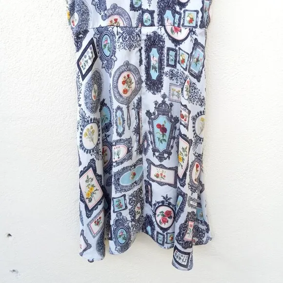 NWT Anthro Pankaj &amp; Nidhi Retro Floral Frame Print Dress Academia Size 2