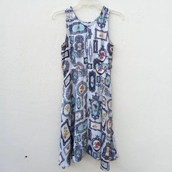 NWT Anthro Pankaj &amp; Nidhi Retro Floral Frame Print Dress Academia Size 2