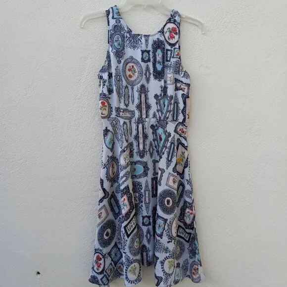 NWT Anthro Pankaj &amp; Nidhi Retro Floral Frame Print Dress Academia Size 2
