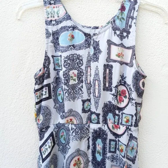 NWT Anthro Pankaj &amp; Nidhi Retro Floral Frame Print Dress Academia Size 2