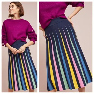 🆕NWT Anthropologie Rainbow Pleated Midi Skirt