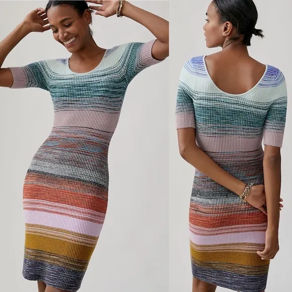 NWT Anthropologie Space-Dyed Knit Midi Dress