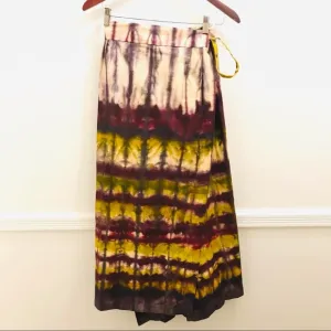 NWT Anthropologie Tiny Heidi Wrap Skirt Small tie die purple yellow green maxi
