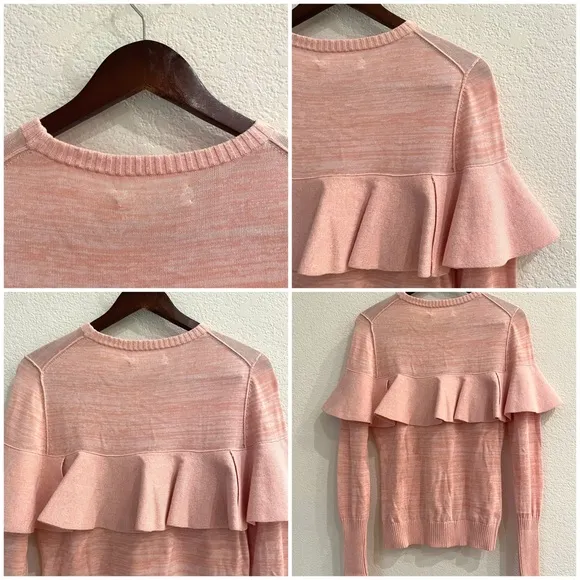 NWT Apiece Apart Long Sleeve Knit Ruffle Statement Sweater Top