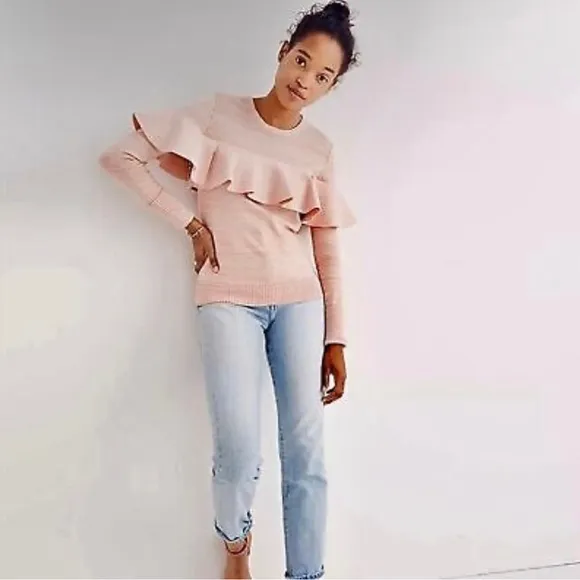 NWT Apiece Apart Long Sleeve Knit Ruffle Statement Sweater Top