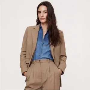 NWT! Banana Republic Heather Camel Siena Relaxed Italian Wool Blazer- TALL SIZES