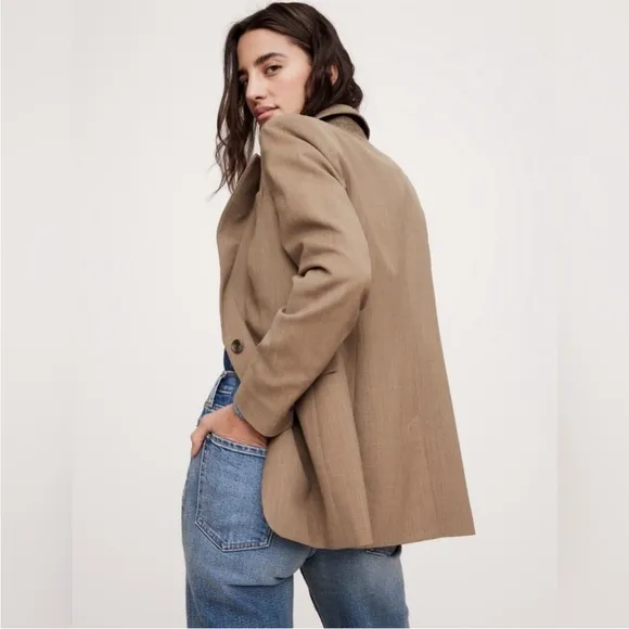 NWT! Banana Republic Heather Camel Siena Relaxed Italian Wool Blazer- TALL SIZES