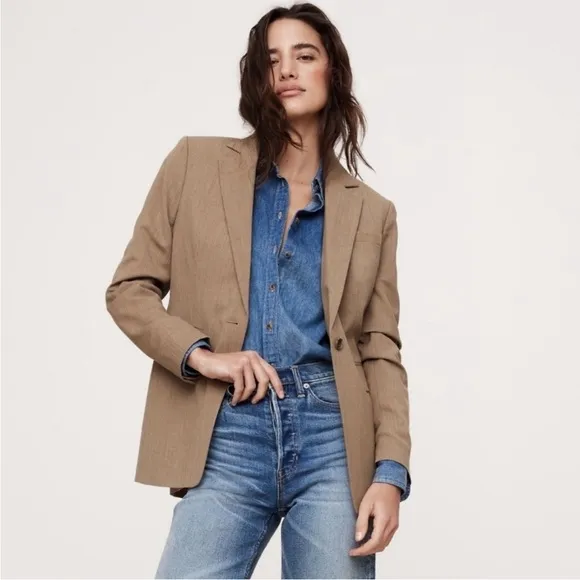 NWT! Banana Republic Heather Camel Siena Relaxed Italian Wool Blazer- TALL SIZES