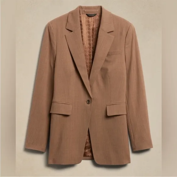 NWT! Banana Republic Heather Camel Siena Relaxed Italian Wool Blazer- TALL SIZES