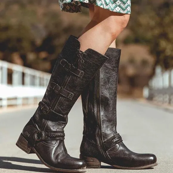 NWT BED:STU Skyla Buckle Leather Knee High Boots 6.5