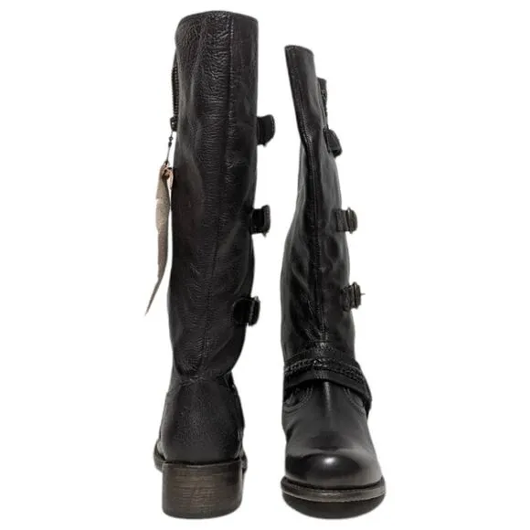 NWT BED:STU Skyla Buckle Leather Knee High Boots 6.5