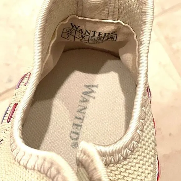 NWT Box Wanted 7 Ivory Rainbow Platform Soles Light-way Stretch Streak Sneakers