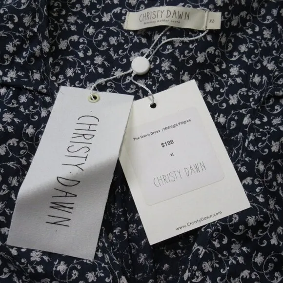 NWT Christy Dawn The Dawn in Midnight Filigree Floral Midi Long Dress XL $198