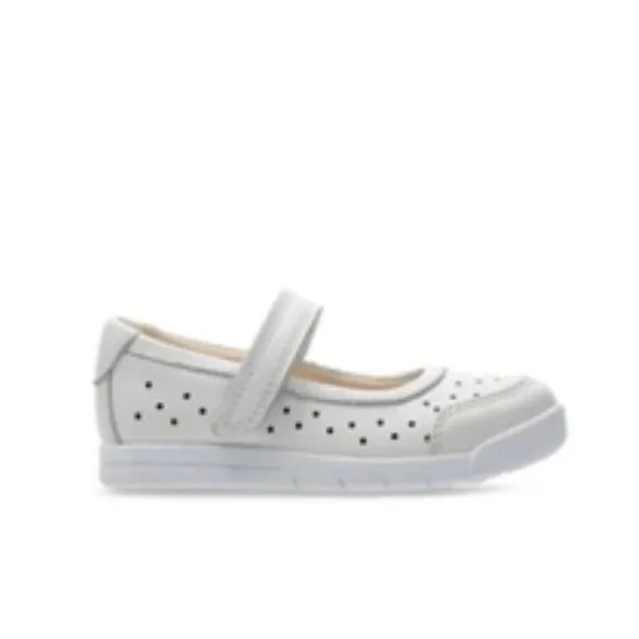 NWT Clarks Kid’s Emery Halo T White Leather Sneakers Girls Size UK 6.5G, US 7W