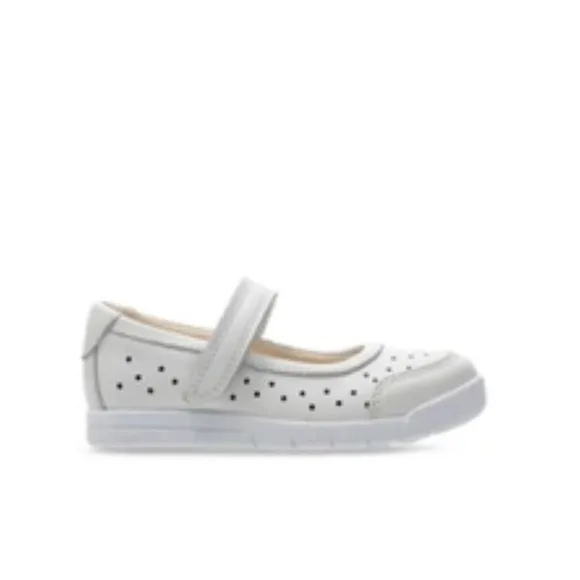 NWT Clarks Kid’s Emery Halo T White Leather Sneakers Girls Size UK 6.5G, US 7W