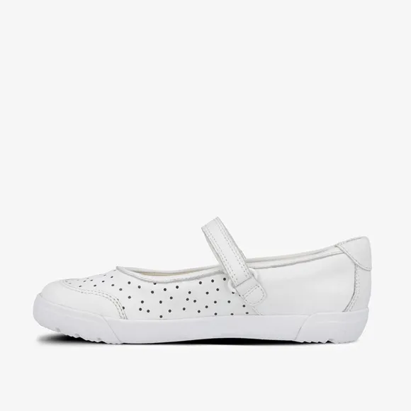 NWT Clarks Kid’s Emery Halo T White Leather Sneakers Girls Size UK 6.5G, US 7W
