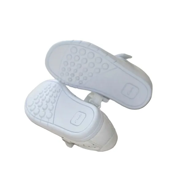 NWT Clarks Kid’s Emery Halo T White Leather Sneakers Girls Size UK 6.5G, US 7W