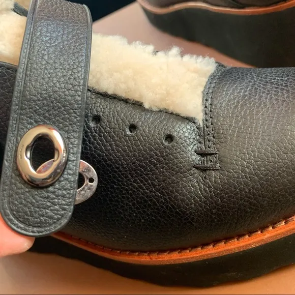 NWT Coach Shearling Boots Urban Hiker Leather Turnlock Platform Sneaker 10
