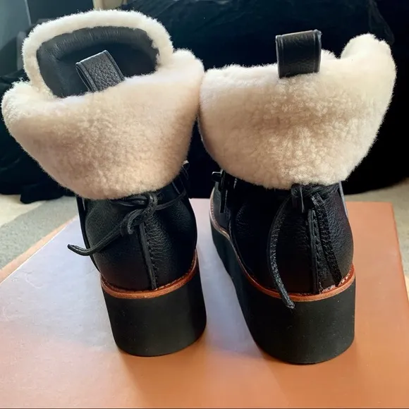 NWT Coach Shearling Boots Urban Hiker Leather Turnlock Platform Sneaker 10
