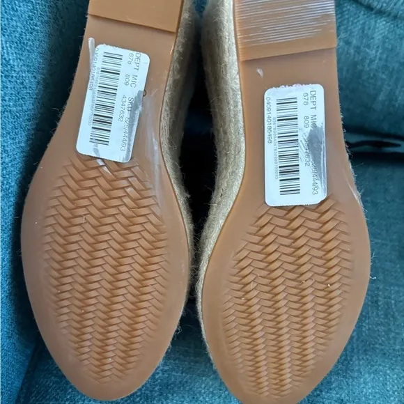 NWT Cole Haan Cloudfeel Hampton Black Leather Natural Canvas Wedge Sandals