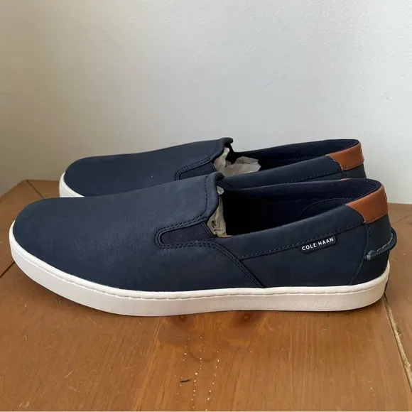 NWT Cole Haan Men’s Nantucket Deck Slip-On Navy Blue Nubuck Leather Loafers 11