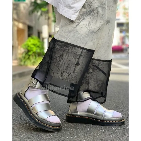 NWT Dr. Doc Martens silver Clarissa strappy chunky platform sandals