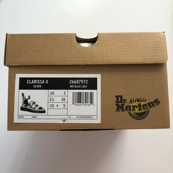 NWT Dr. Doc Martens silver Clarissa strappy chunky platform sandals