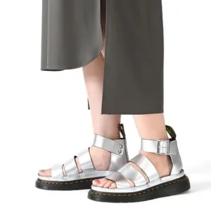 NWT Dr. Doc Martens silver Clarissa strappy chunky platform sandals