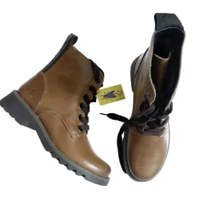 NWT Fly London Ragi Lace-Up Leather Combat Boots size 39 US8-8.5