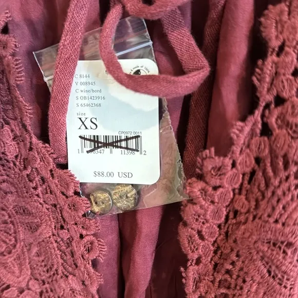 NWT Free People Summer Struttin Mini Dress or Tunic - Wild Garnet xs
