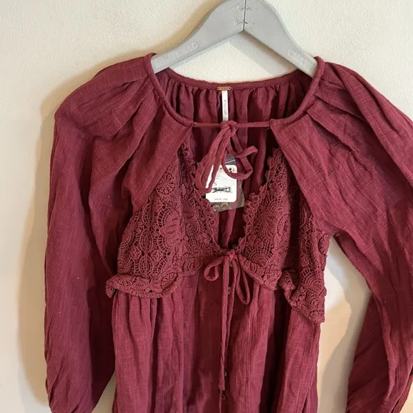 NWT Free People Summer Struttin Mini Dress or Tunic - Wild Garnet xs