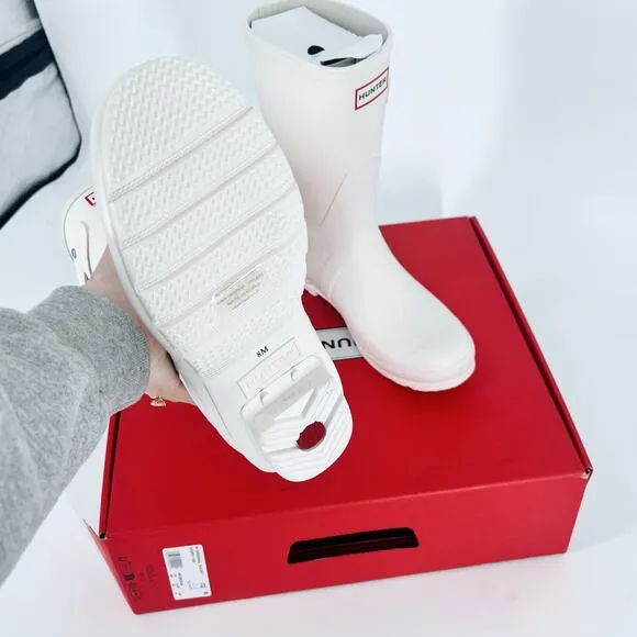 NWT Hunter Ivory Original Short Rain Boots Size 8