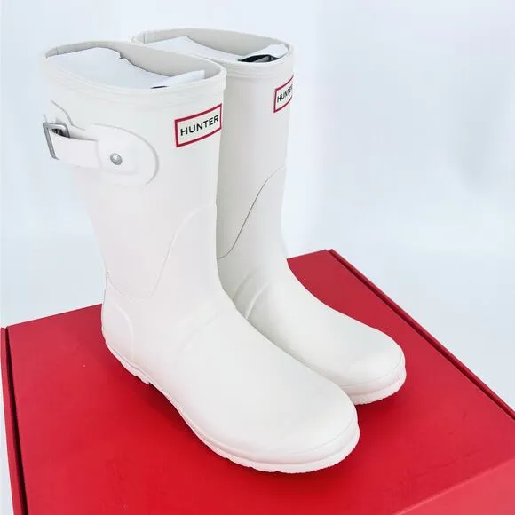NWT Hunter Ivory Original Short Rain Boots Size 8