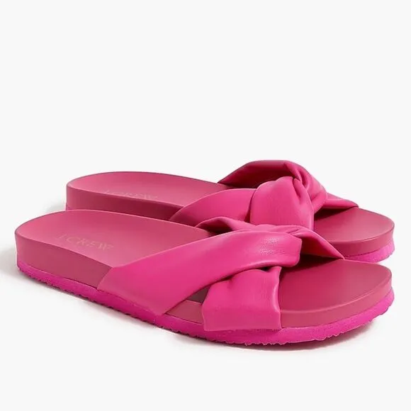 NWT  J CREW Cross Strap Slide Sandals Platform Flats Faux Leather Flip Flops