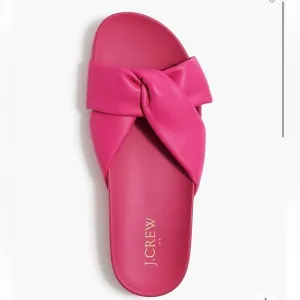 NWT  J CREW Cross Strap Slide Sandals Platform Flats Faux Leather Flip Flops