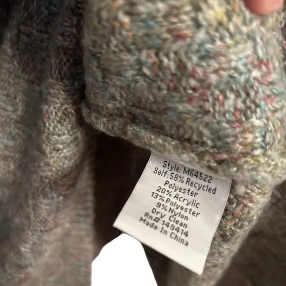 NWT JOHNNY WAS Calme Basket Weave Knit Poncho Sweater- Sage Green/One Size