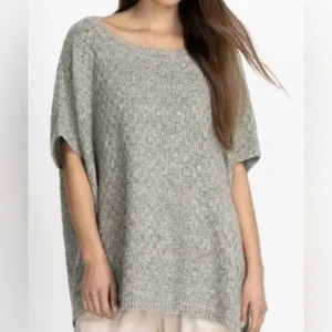 NWT JOHNNY WAS Calme Basket Weave Knit Poncho Sweater- Sage Green/One Size