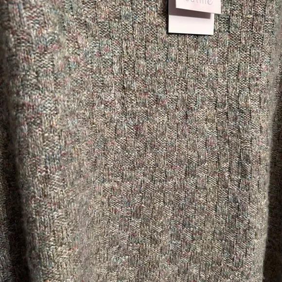 NWT JOHNNY WAS Calme Basket Weave Knit Poncho Sweater- Sage Green/One Size