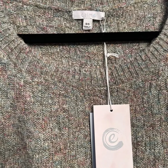 NWT JOHNNY WAS Calme Basket Weave Knit Poncho Sweater- Sage Green/One Size