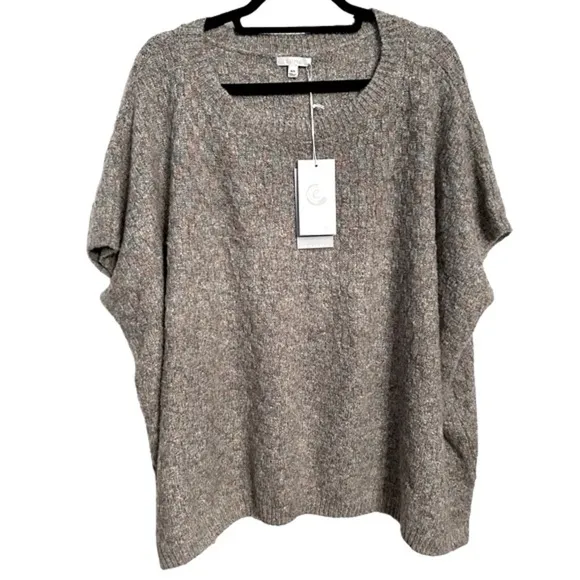 NWT JOHNNY WAS Calme Basket Weave Knit Poncho Sweater- Sage Green/One Size