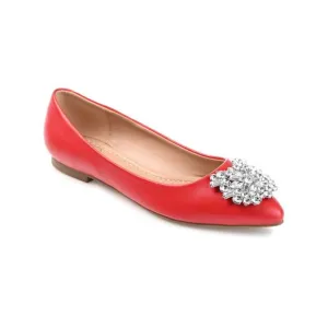 NWT JOURNEE COLLECTION Womens Red Renzo Pointed Toe Slip On Flats Shoes 7 M