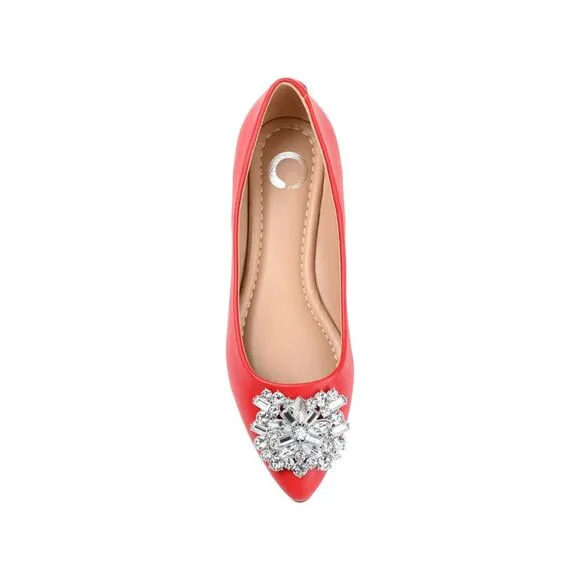 NWT JOURNEE COLLECTION Womens Red Renzo Pointed Toe Slip On Flats Shoes 7 M