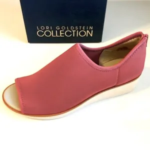 NWT LOGO by LORI GOLDSTEIN Siani Stretch Knit Slip On Open Toe Wedge Sneaker 8.5