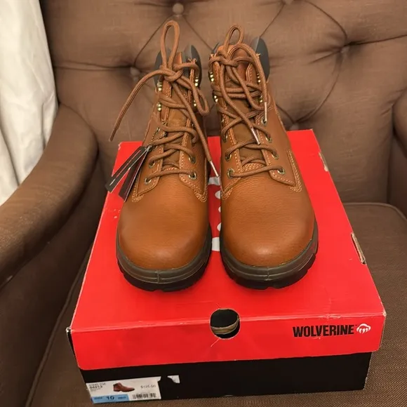 NWT MEN'S WOLVERINE DIRECT ATTACH STEEL TOE WORK BOOTS SIZE 10