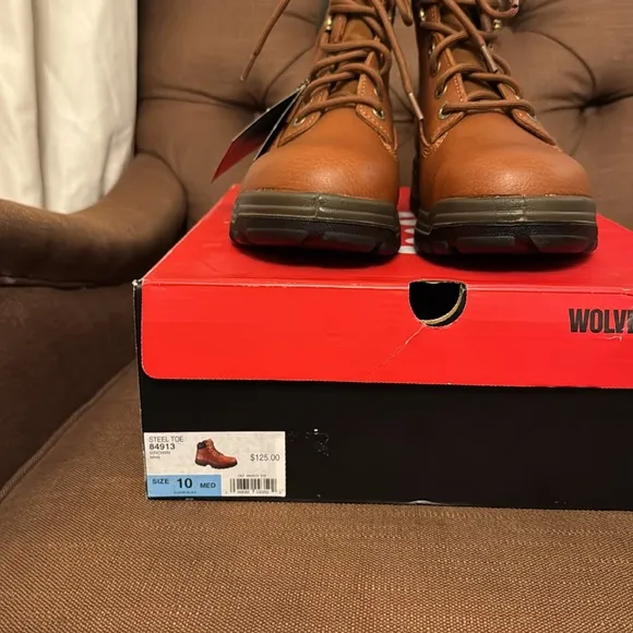 NWT MEN'S WOLVERINE DIRECT ATTACH STEEL TOE WORK BOOTS SIZE 10