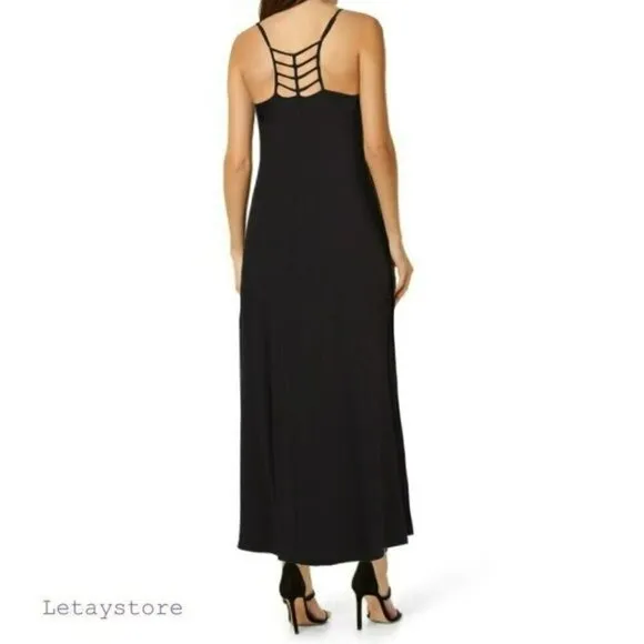 NWT Nicole Miller High Low Hem Lightweight Strappy Ladder Back Maxi Dress